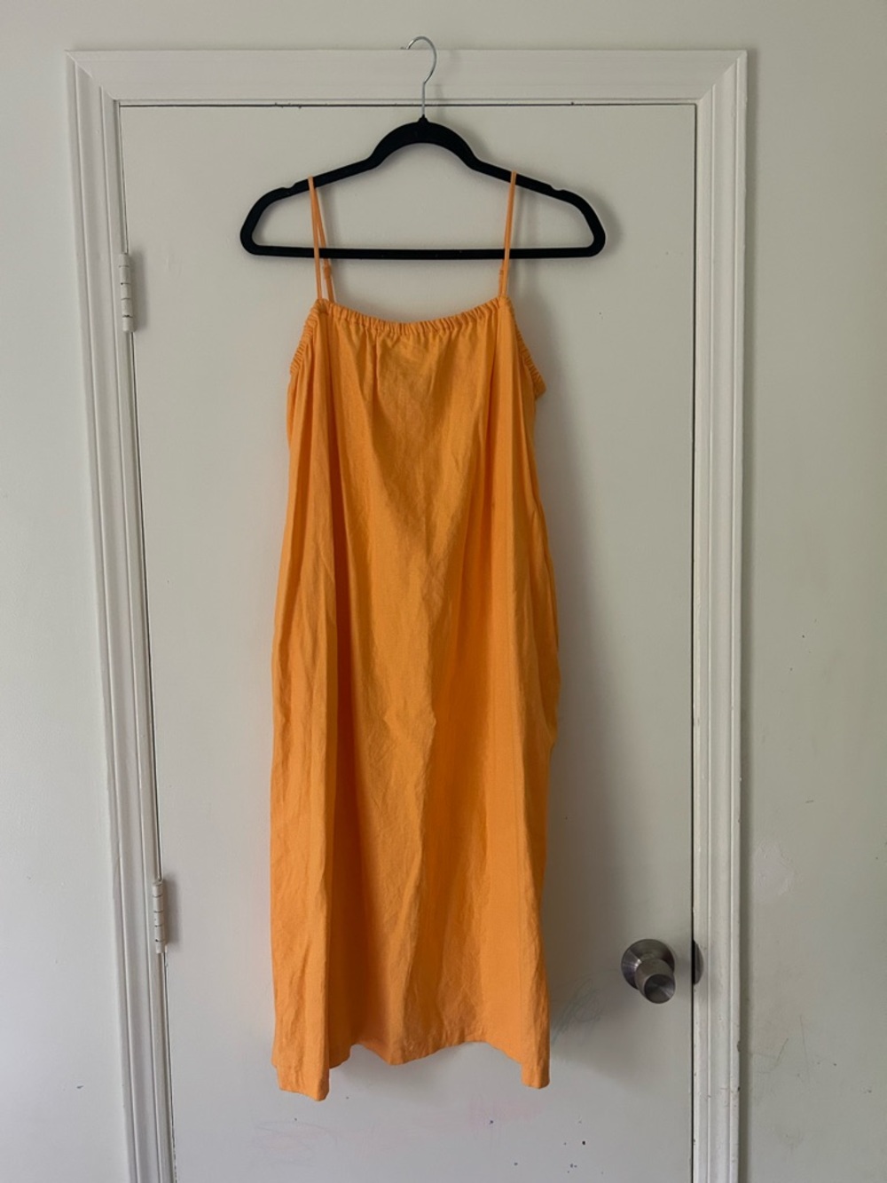 Tangerine Cotton Spaghetti Strap Sundress